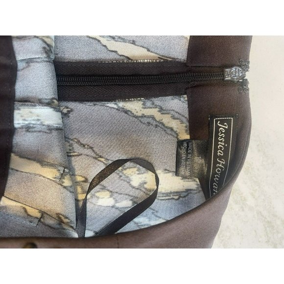 Jessica Howard Sleeveless Zebra/Cheetah Strip Beaded Neckline Mid Length Sz 10 - Picture 7 of 8